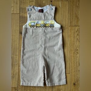 Lil Cactus ABCD Train Smocked Overalls size 2T